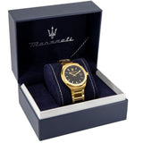 Maserati Stile Black Dial Gold Steel Strap Watch For Men - R8853142004 Buy Now By Maserati