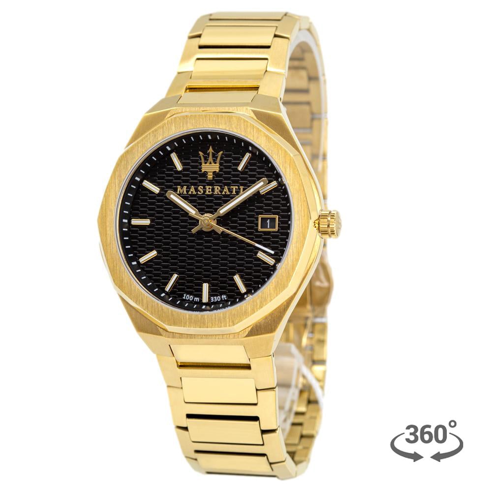 Maserati Stile Black Dial Gold Steel Strap Watch For Men - R8853142004 Buy Now By Maserati