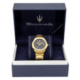 Maserati Stile Black Dial Gold Steel Strap Watch For Men - R8853142004 Buy Now By Maserati