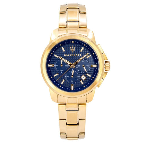 Maserati Successo Chronograph Blue Dial Gold Steel Strap Watch For Men - R8873621021 Buy Now By Maserati