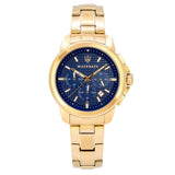 Maserati Successo Chronograph Blue Dial Gold Steel Strap Watch For Men - R8873621021 Buy Now By Maserati