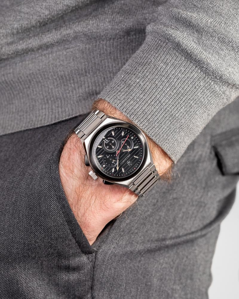 Maserati Triconic Chronograph Black Dial Silver Steel Strap Watch For Men - R8873639002 Buy Now By Maserati