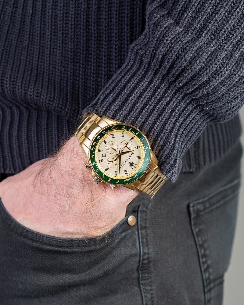 Maserati SFIDA Quartz Yellow Dial Gold Strap Watch For Men - R8873640005 Buy Now By Maserati