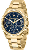 Maserati Competizione Chronograph Blue Dial Gold Steel Strap Watch For Men - R8853100026 Buy Now By Maserati