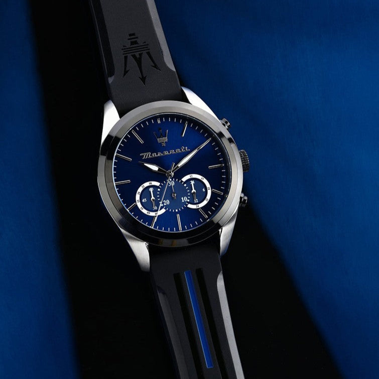 Maserati Traguardo Chronograph Blue Dial Black Silicone Strap Watch For Men - R8871612044 Buy Now By Maserati