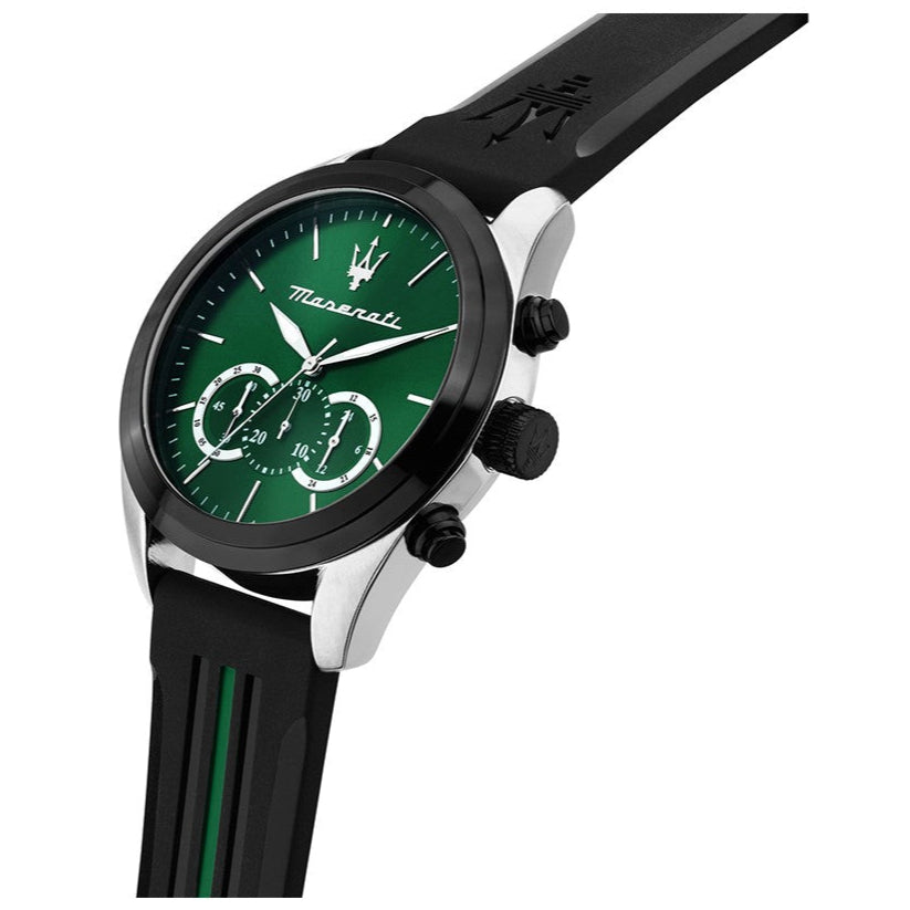 Maserati Traguardo Chronograph Green Dial Black Silicone Strap Watch For Men - R8871612043 Buy Now By Maserati