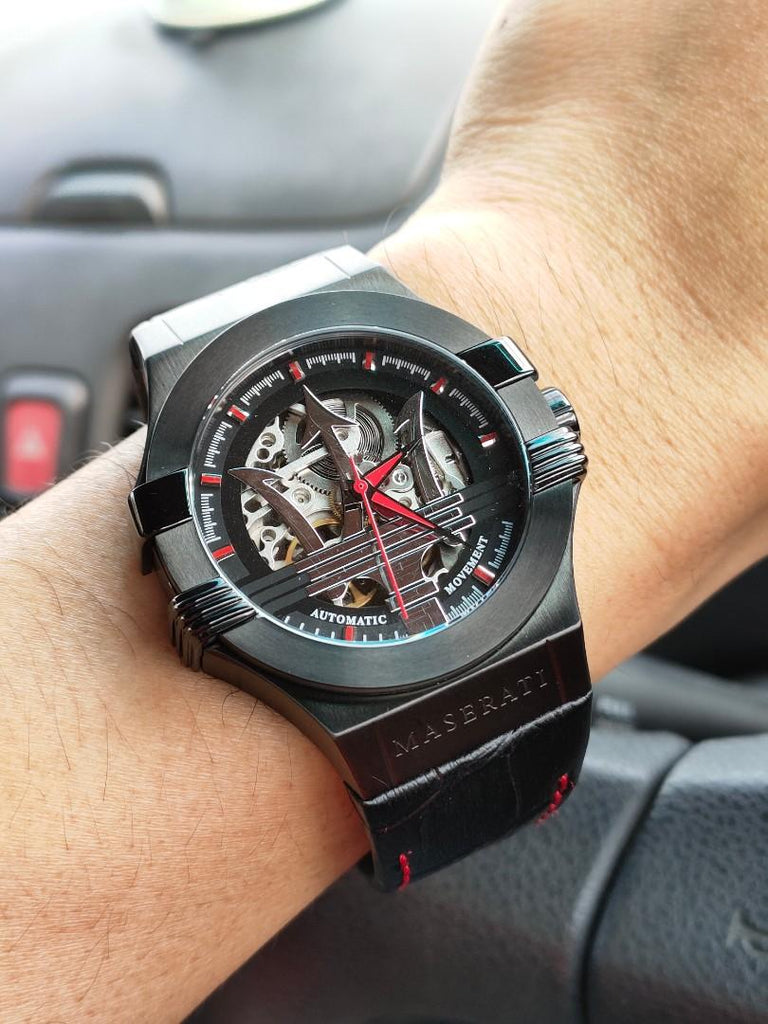 Maserati Potenza Automatic Black Dial Black Leather Strap Watch For Men - R8821108008 Buy Now By Maserati