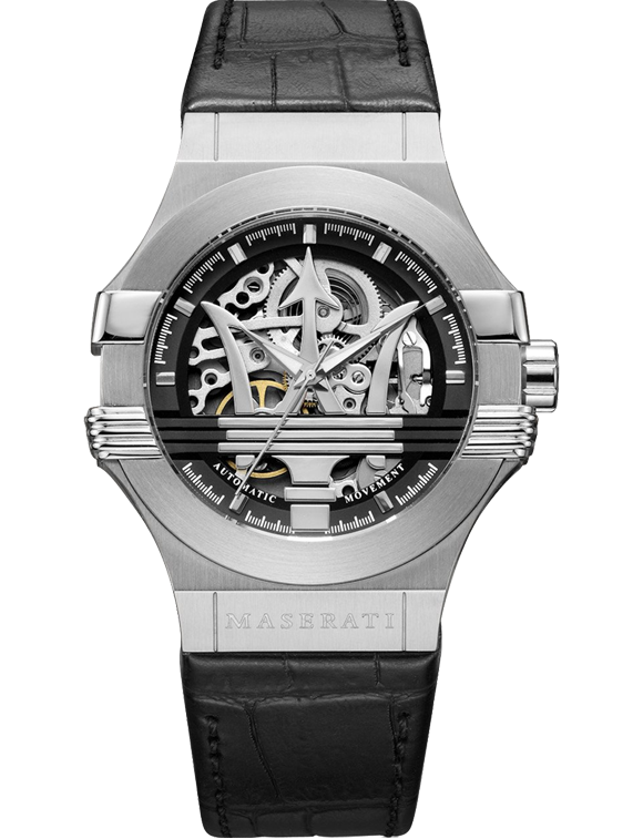 Maserati Potenza Automatic Black Dial Black Leather Strap Watch For Men - R8821108001 Buy Now By Maserati
