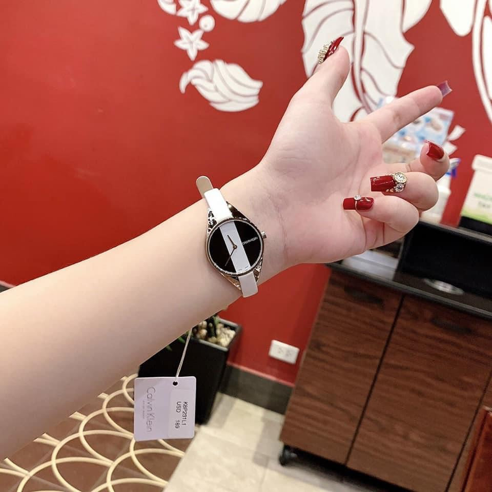 Calvin Klein Rebel White Black Dial White Leather Strap Watch for Women - K8P231L1 Buy Now By Calvin Klein
