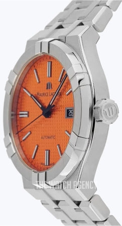 Maurice Lacroix Aikon Automatic Date Orange Dial Silver Steel Strap Watch For Men - AI6008-SS00F-530-E Buy Now By Maurice Lacroix