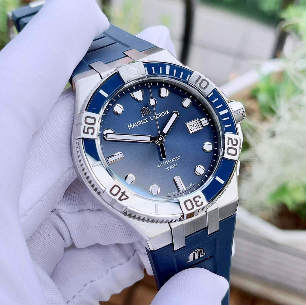 Maurice Lacroix Aikon Venturer Blue Dial Blue Rubber Strap Watch for Men - AI6058-SS001-430-1 Buy Now By Maurice Lacroix