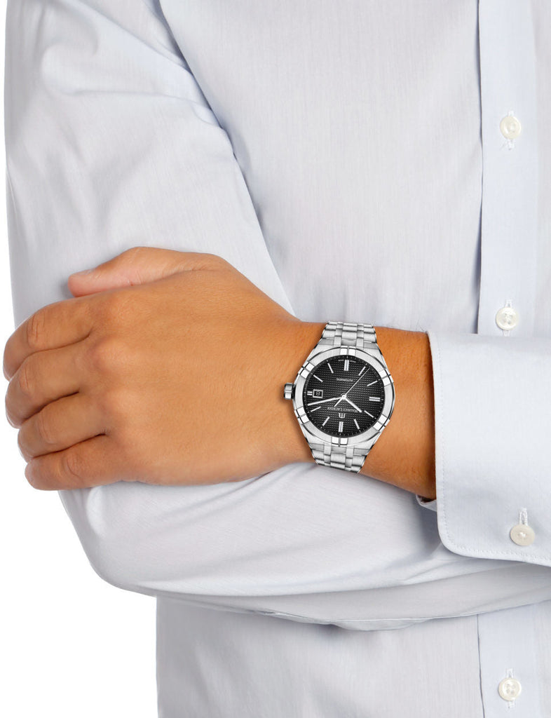 Maurice Lacroix Aikon Automatic Black Dial Silver Steel Strap Watch For Men - AI6008-SS002-330-1 Buy Now By Maurice Lacroix