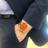 Maurice Lacroix Aikon Automatic Date Orange Dial Silver Steel Strap Watch For Men - AI6008-SS00F-530-E Buy Now By Maurice Lacroix