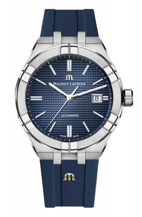 Maurice Lacroix Aikon Automatic Blue Dial Blue Rubber Strap Watch for Men - AI11808-SS000B-430-4 Buy Now By Maurice Lacroix