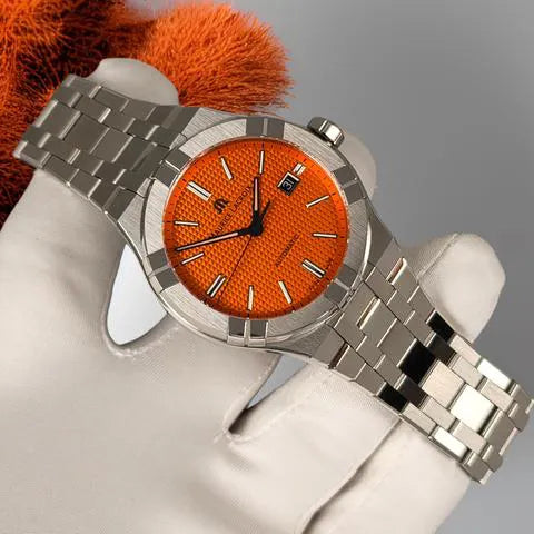 Maurice Lacroix Aikon Limited Edition Automatic Date Orange Dial Silver Steel Strap Watch For Men - AI6008-SS00F-530-1 Buy Now By Maurice Lacroix