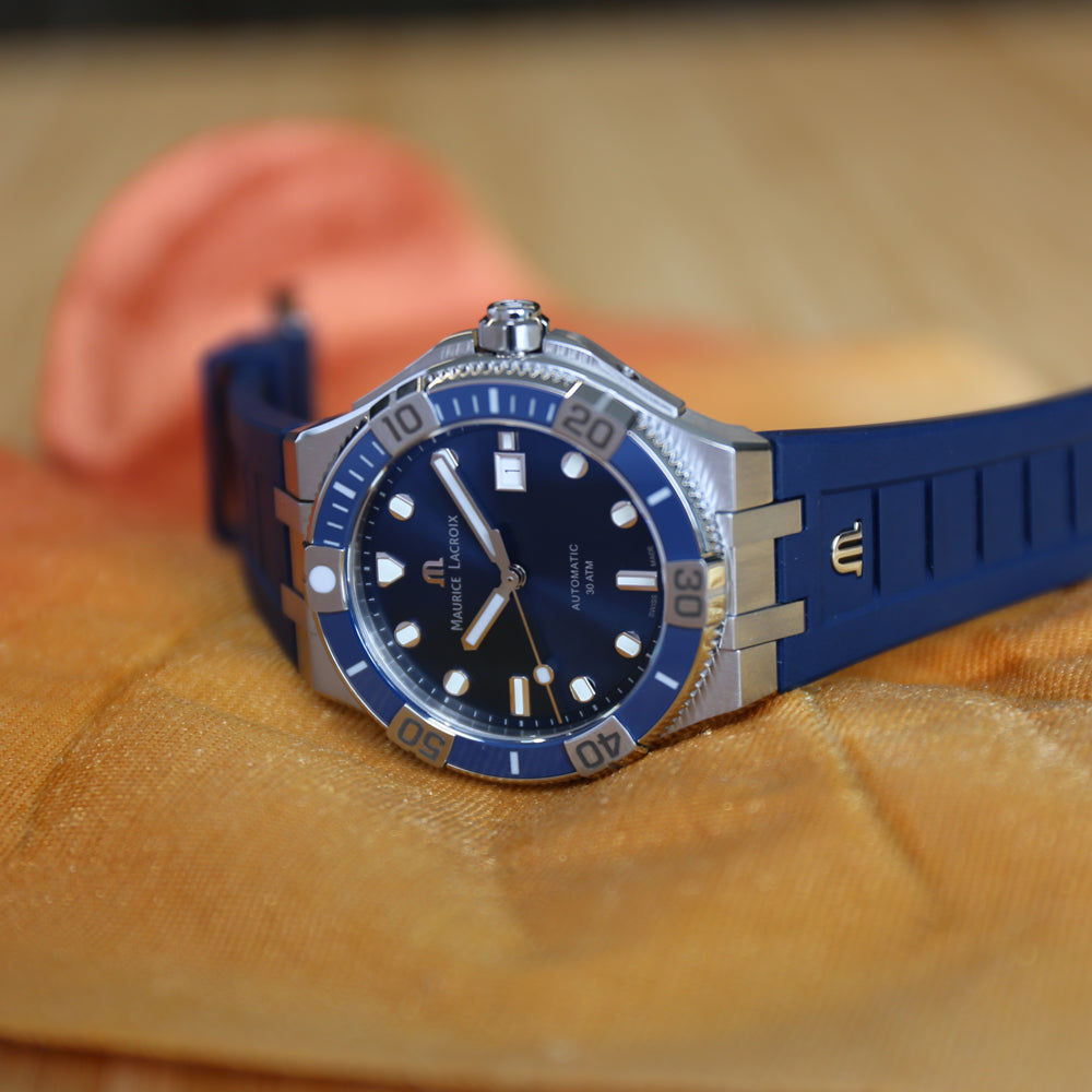 Maurice Lacroix Aikon Venturer Blue Dial Blue Rubber Strap Watch for Men - AI6058-SS001-430-1 Buy Now By Maurice Lacroix