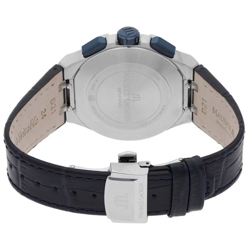 Maurice Lacroix Aikon Chronograph Blue Dial Blue Leather Strap Watch For Men - AI1018-SS001-432-4 Buy Now By Maurice Lacroix