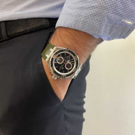 Maurice Lacroix Aikon Chronograph Black Dial Green Leather Strap Watch for Men - AI1018-PVB21-330-1 Buy Now By Maurice Lacroix