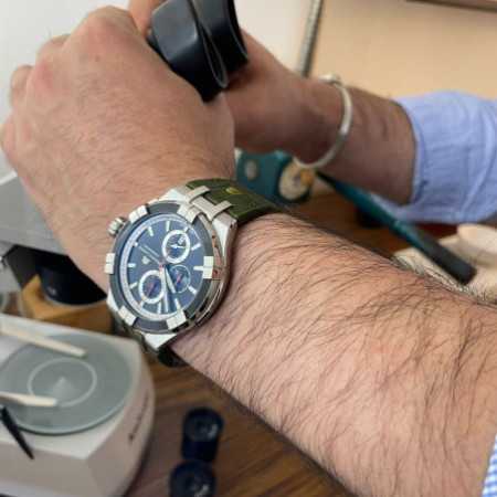 Maurice Lacroix Aikon Chronograph Black Dial Green Leather Strap Watch for Men - AI1018-PVB21-330-1 Buy Now By Maurice Lacroix