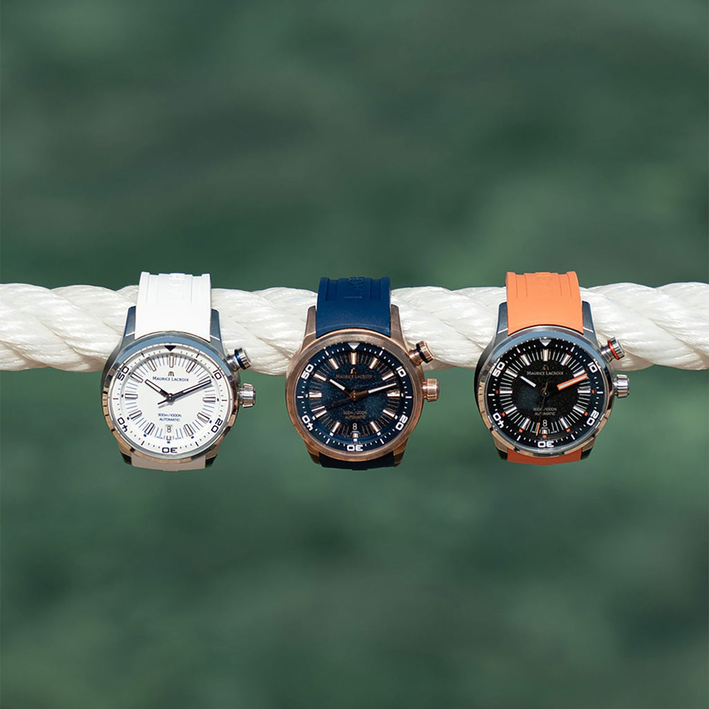 Maurice Lacroix Pontos S Diver Black Dial Orange Rubber Strap Watch For Men - PT6248-SS00L-330-J Buy Now By Maurice Lacroix