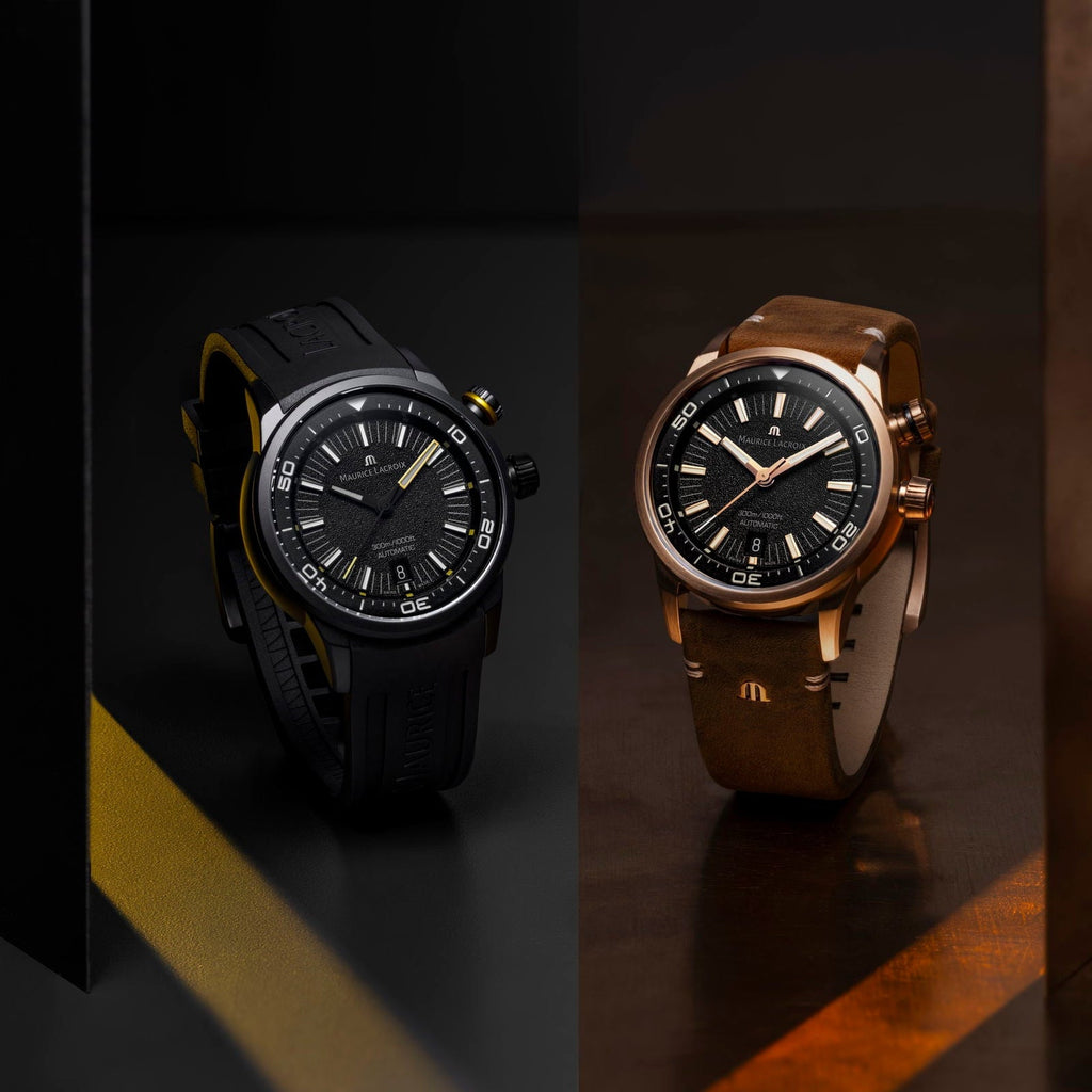 Maurice Lacroix Pontos S Diver Automatic Black Dial Brown Leather Strap Watch For Men - PT6248-BRZ01-330-2 Buy Now By Maurice Lacroix