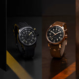 Maurice Lacroix Pontos S Diver Automatic Black Dial Brown Leather Strap Watch For Men - PT6248-BRZ01-330-2 Buy Now By Maurice Lacroix