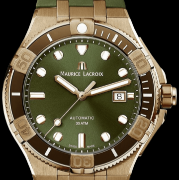 Maurice Lacroix Aikon Venturer Bronze Dial Green Rubber Strap Watch For Men - AI6058-BRZ01-630-1 Buy Now By Maurice Lacroix