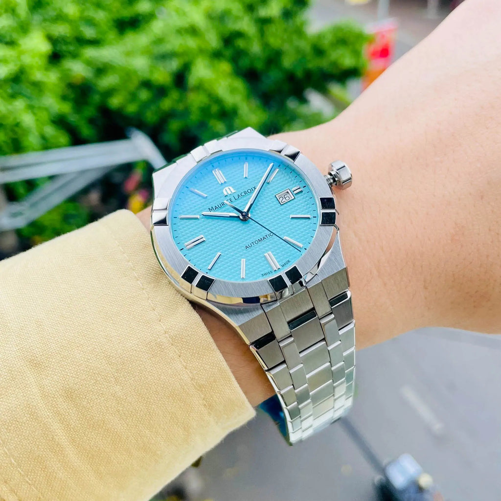 Maurice Lacroix Aikon Automatic Sky Blue Dial Silver Steel Strap Watch For Men - AI6008-SS00F-431-C Buy Now By Maurice Lacroix