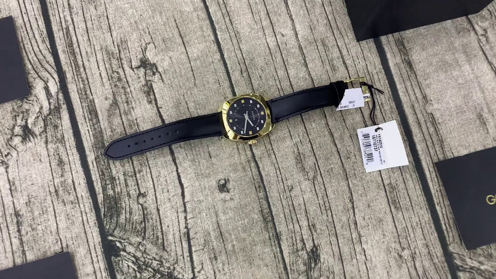 Gucci GG2570 Black Dial Black Leather Strap Watch For Men - YA142310 Buy Now By Gucci