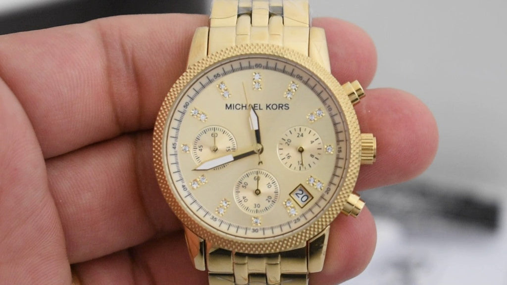 Michael Kors Ritz Chronograph Gold Dial Gold Steel Strap Watch for Women - MK5676 Buy Now By Michael Kors