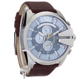 Diesel Mega Chief Chronograph Blue Dial Brown Leather Strap Watch For Men - DZ4281 Buy Now By Diesel