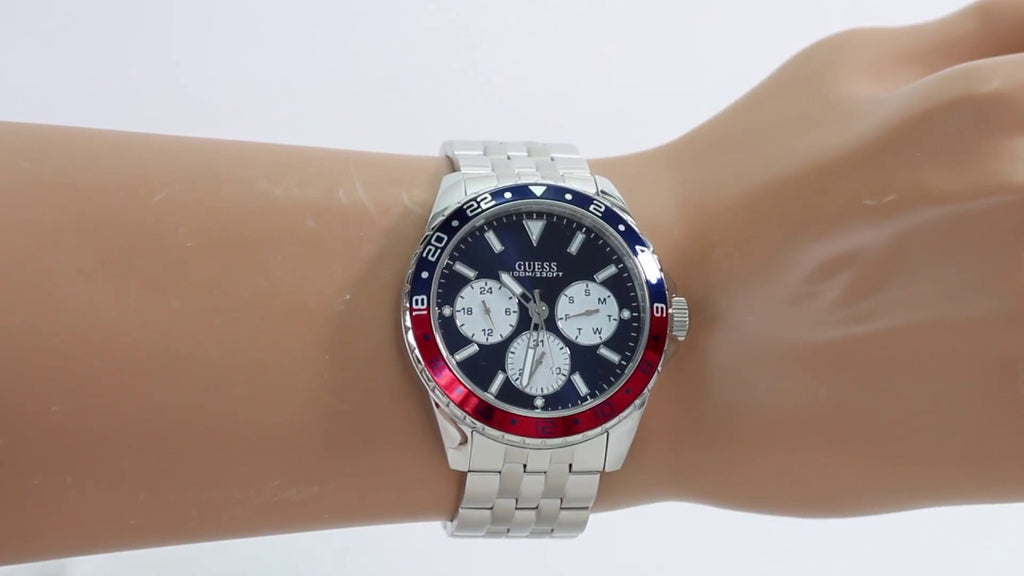 Guess Odyssey Multifunction Blue Dial Silver Steel Strap Watch For Men - W1107G2 Buy Now By Guess