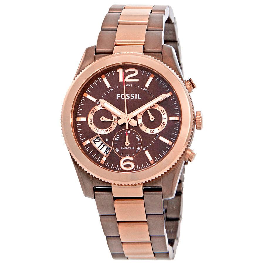 Fossil Perfect Boyfriend Multifunction Brown Dial Two Tone Steel Strap Watch for Women - ES4284 Buy Now By Fossil