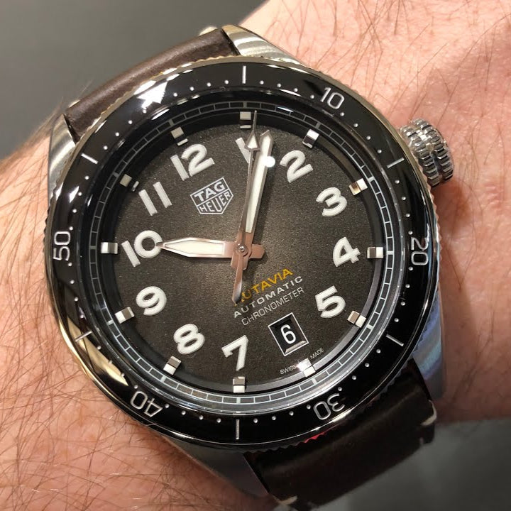 Tag Heuer Autavia Automatic Grey Dial Brown Leather Strap Watch for Men - WBE5114.FC8266 Buy Now By Tag Heuer