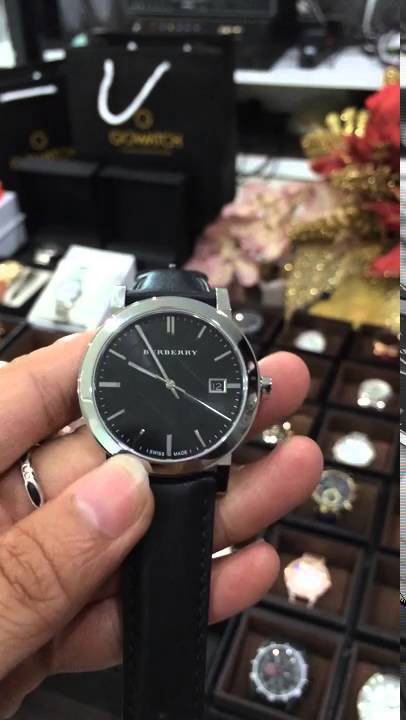 Burberry The City Black Dial Black Leather Strap Watch for Men - BU9009 Buy Now By Burberry