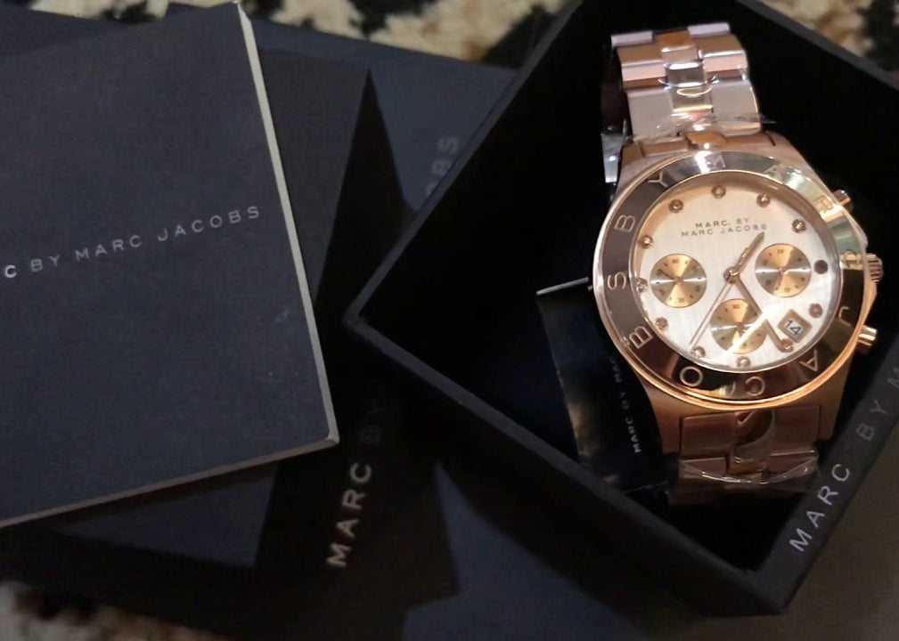 Marc Jacobs Blade Chronograph Rose Gold Dial Rose Gold Steel Strap Watch for Women - MBM3102 Buy Now By Marc Jacobs