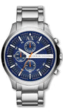Armani Exchange Hampton Chronograph Blue Dial Silver Steel Strap Watch For Men - AX2155 Buy Now By Armani Exchange