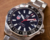 Tag Heuer Aquaracer Automatic Match Timer Black Dial Silver Steel Strap Watch for Men - WAY201G.BA0927 Buy Now By Tag Heuer