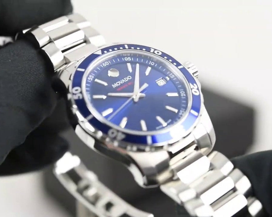 Movado Series 800 Blue Dial Silver Steel Strap Watch For Men - 2600137 Buy Now By Movado