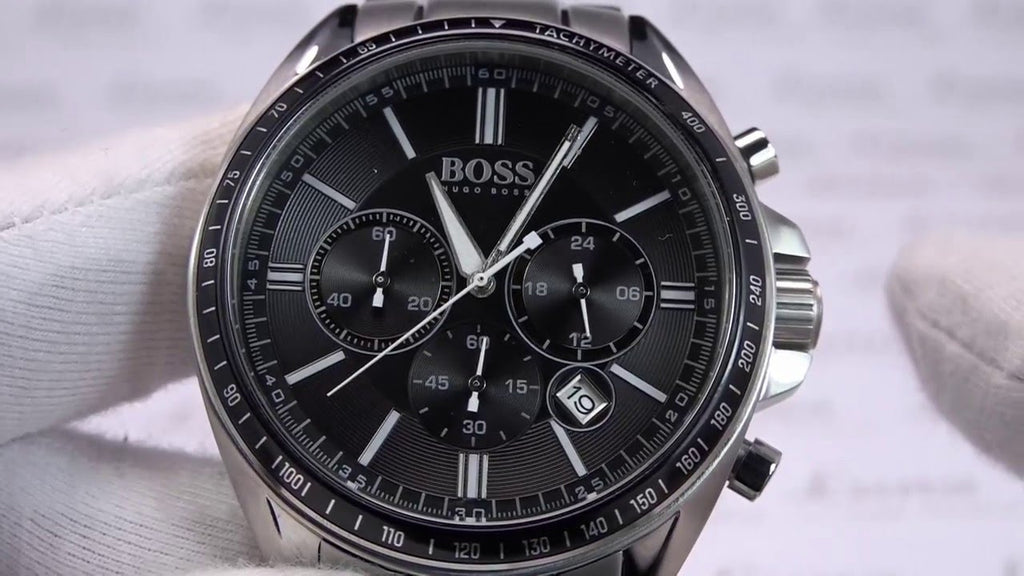 Hugo Boss Driver Chronograph Black Dial Silver Steel Strap Watch For Men - 1513080 Buy Now By Hugo Boss