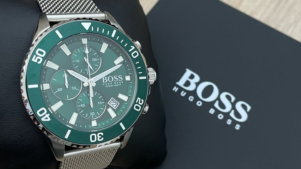 Hugo Boss Admiral Green Dial Silver Mesh Bracelet Watch for Men - 1513905 Buy Now By Hugo Boss