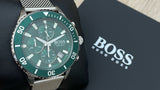Hugo Boss Admiral Green Dial Silver Mesh Bracelet Watch for Men - 1513905 Buy Now By Hugo Boss