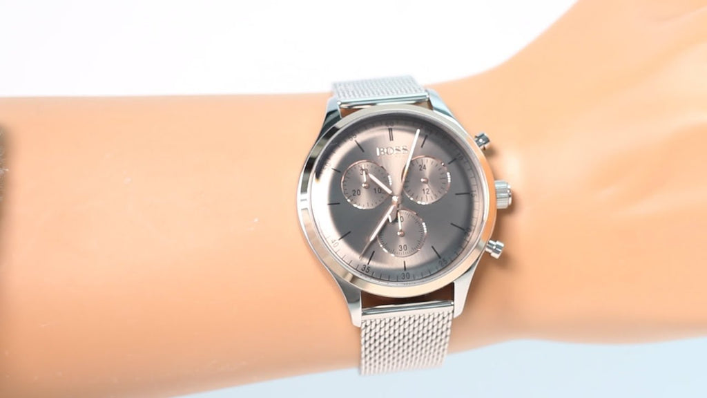 Hugo Boss Companion Chronograph Grey Dial Silver Mesh Bracelet Watch For Men - 1513549 Buy Now By Hugo Boss