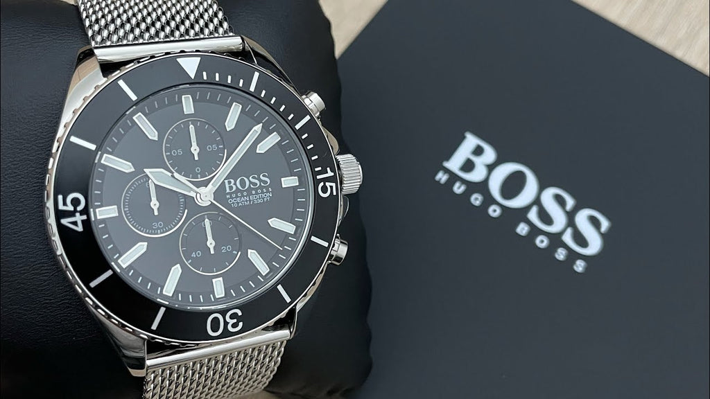 Hugo Boss Ocean Edition Black Dial Silver Mesh Bracelet Watch for Men - 1513701 Buy Now By Hugo Boss