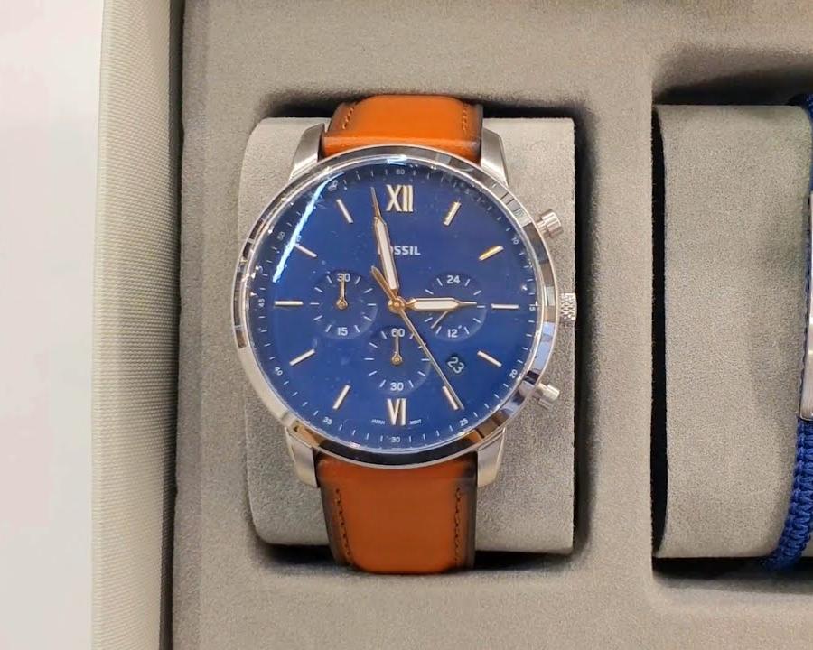 Fossil Neutra Chronograph Blue Dial Brown Leather Strap Watch for Men - FS5791 Buy Now By Fossil