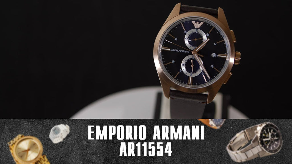 Emporio Armani Claudio Chronograph Blue Dial Brown Leather Strap Watch For Men - AR11554 Buy Now By Emporio Armani