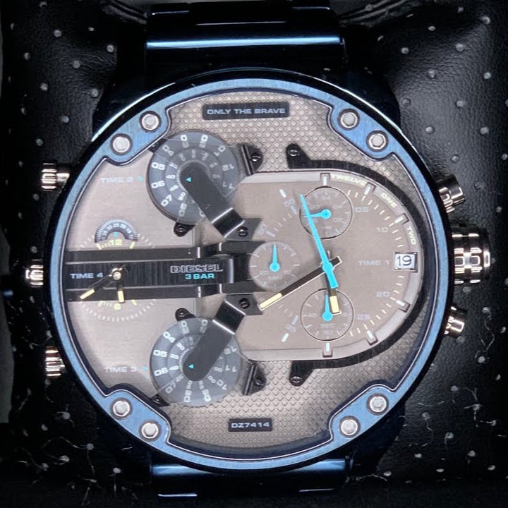 Diesel Daddy 2.0 Chronograph Grey Dial Blue Steel Strap Watch For Men - DZ7414 Buy Now By Diesel