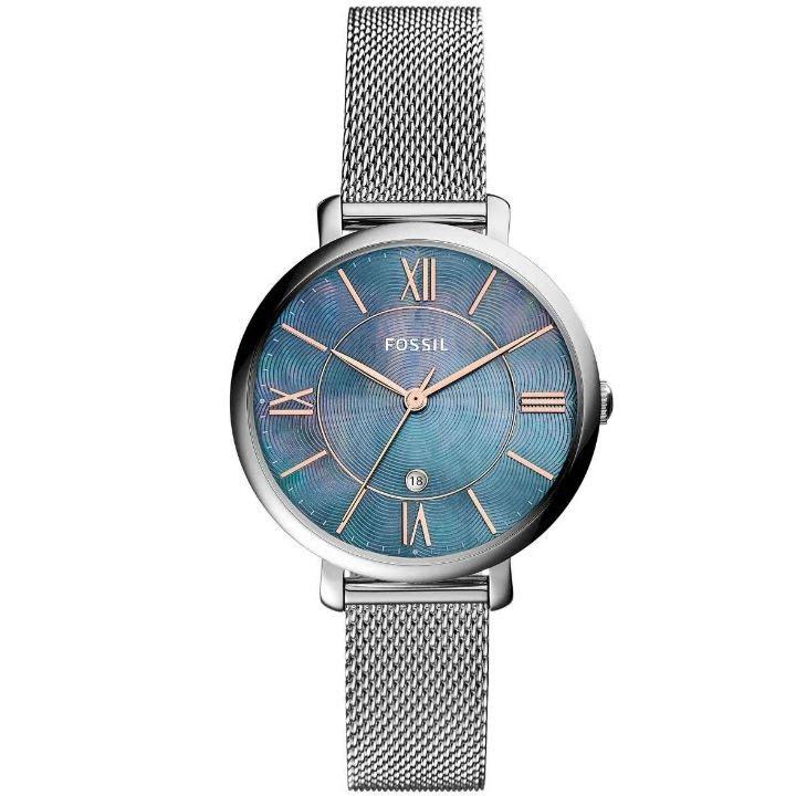 Fossil Jacqueline Mother of Pearl Blue Dial Silver Mesh Strap Watch for Women - ES4322 Buy Now By Fossil