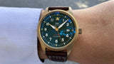 IWC Pilot's Watch Automatic Spitfire Green Dial Brown Leather Strap Watch for Men - IW326802 Buy Now By IWC