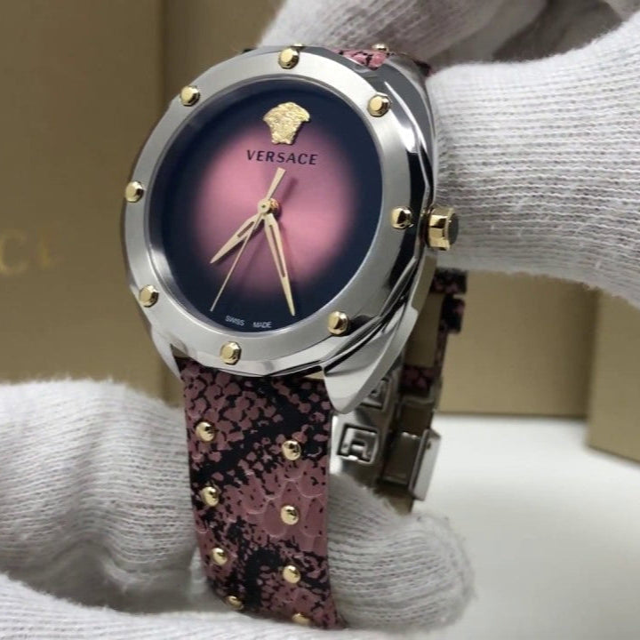 Versace Shadov Pink Dial Pink Leather Strap Watch for Women - VEBM00818 Buy Now By Versace